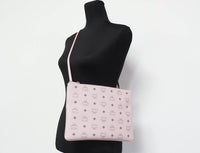 Thumbnail for Portuna Medium Visetos Powder Pink Coated Canvas Flat Pouch Crossbody Bag