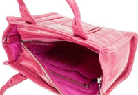 Thumbnail for The Shiny Crinkle Mini Tote Magenta Leather Crossbody Handbag Purse