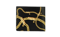 Thumbnail for Black Smooth Leather Gold Medusa Head Chain Logo Bifold Organizer Wallet