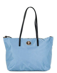 Thumbnail for Portuna Medusa Medium Cornflower Blue Nylon Leather Tote Bag Purse