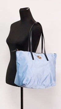 Thumbnail for Portuna Medusa Medium Cornflower Blue Nylon Leather Tote Bag Purse