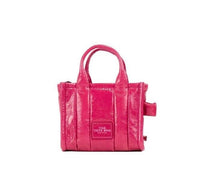 Thumbnail for The Shiny Crinkle Micro Tote Magenta Leather Crossbody Bag Handbag