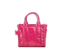 Thumbnail for The Shiny Crinkle Micro Tote Magenta Leather Crossbody Bag Handbag