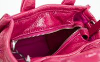 Thumbnail for The Shiny Crinkle Micro Tote Magenta Leather Crossbody Bag Handbag