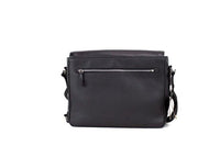 Thumbnail for Bruno Small Black Embossed Branded Pebble Leather Messenger Handbag