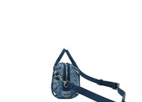 Thumbnail for Boston Mini Blue Vintage Jacquard Logo Fabric Satchel Crossbody Handbag
