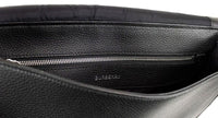 Thumbnail for Bruno Small Black Embossed Branded Pebble Leather Messenger Handbag