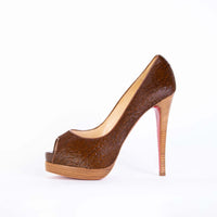 Thumbnail for Elegant Open Toe Leather Pumps with Wooden Heel