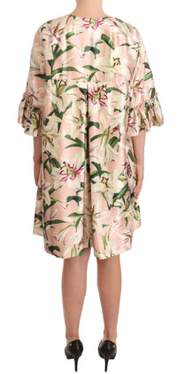 Thumbnail for Elegant Floral Ruffled Silk Long Coat