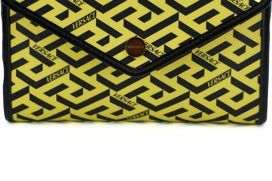 Radiant Yellow Canvas-Leather Pouch Shoulder Bag