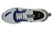 Thumbnail for Elegant Blue and White Leather Sneakers