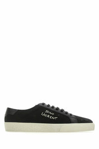 Thumbnail for Sleek Black Canvas & Leather Low-Top Sneakers