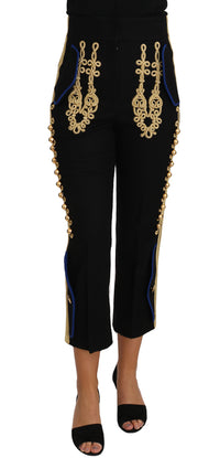 Thumbnail for Elegant Black Military Embellished Pants