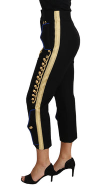 Thumbnail for Elegant Black Military Embellished Pants