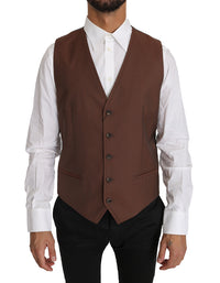 Thumbnail for Sleek Bronze & Gray Formal Vest Slim Fit