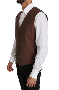 Thumbnail for Sleek Bronze & Gray Formal Vest Slim Fit