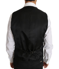 Thumbnail for Elegant Gray Slim-Fit Wool-Silk Vest