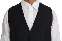 Thumbnail for Elegant Gray Slim-Fit Wool-Silk Vest