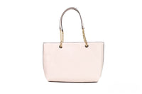 Thumbnail for Jet Set Medium Powder Blush Leather Front Zip Chain Tote Bag Purse