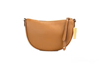 Thumbnail for Dover Small Luggage Pebbled Leather Half Moon Crossbody Bag Purse