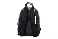 Thumbnail for Signet Medium Black Logo Printed Leather Shoulder Backpack Bookbag