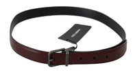Thumbnail for Men Bordeaux Leather Belt with Gray Brushed Buckle
