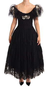 Thumbnail for Crystal Embellished Black Ball Gown Dress