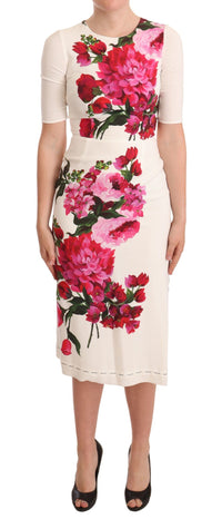 Thumbnail for Elegant Floral Midi Bodycon Dress