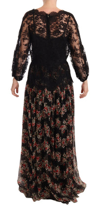 Thumbnail for Elegant Lace Floral Maxi Dress with Polka Dots