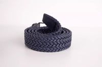 Thumbnail for Elegant Dark Blue Fabric Belt with Silver Buckle