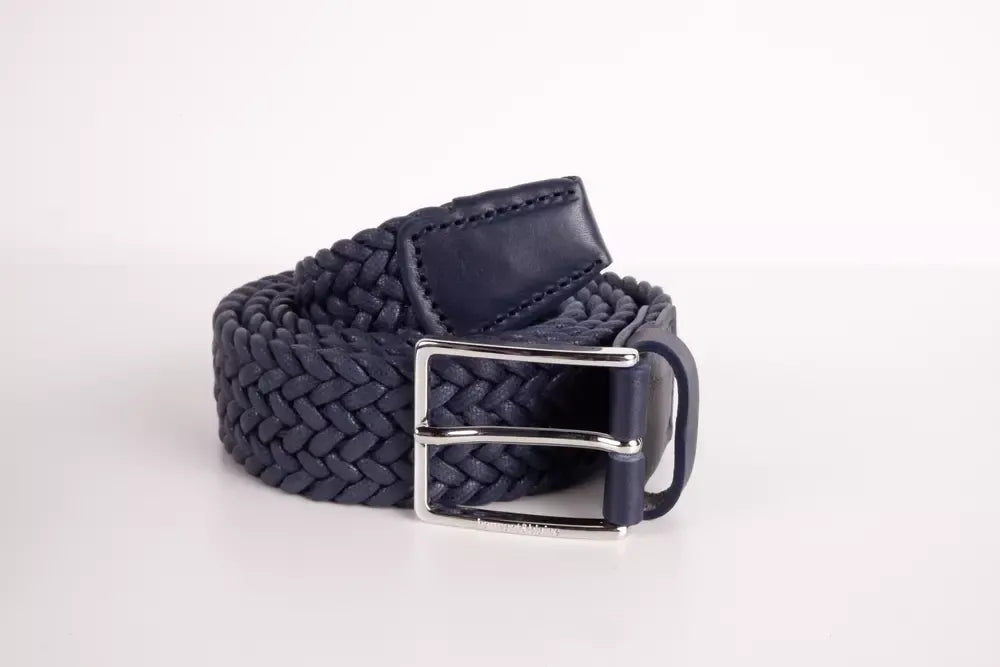 Elegant Dark Blue Fabric Belt with Silver Buckle