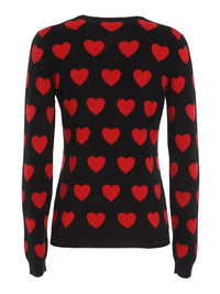 Thumbnail for Chic Black Heart Pattern Sweater