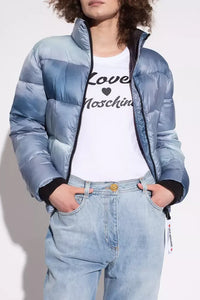 Thumbnail for Chic Light Blue Down Jacket with Logo Patch