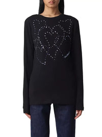 Thumbnail for Rhinestone Heart Embellished Cotton Tee