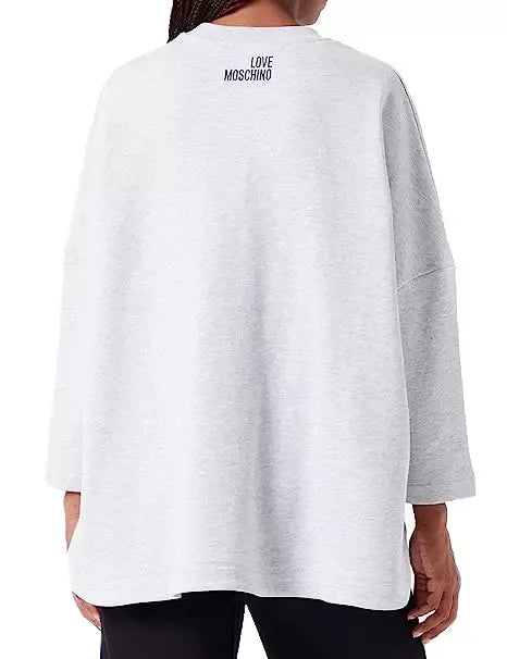 Glittered Cotton Oversized Sweatshirt - Grey