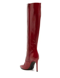 Thumbnail for Chic Scarlet Patent Leather Stiletto Boots