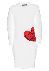 Thumbnail for Chic Heart Pattern Knit Dress in White