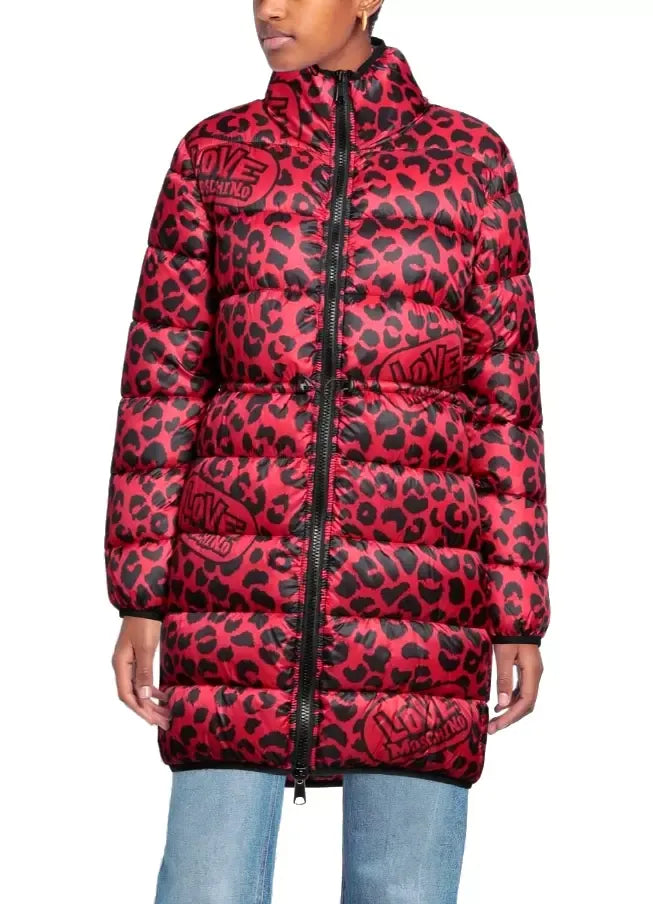 Chic Leopard Print Long Down Jacket