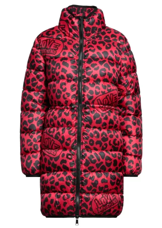 Chic Leopard Print Long Down Jacket