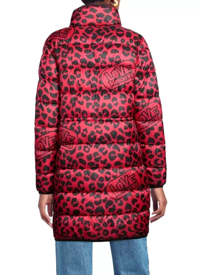 Chic Leopard Print Long Down Jacket