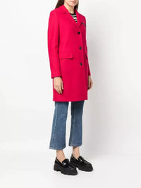 Thumbnail for Chic Pink Woolen Coat with Logo Details