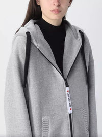 Thumbnail for Elegant Grey Wool Hooded Coat