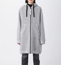 Thumbnail for Elegant Grey Wool Hooded Coat