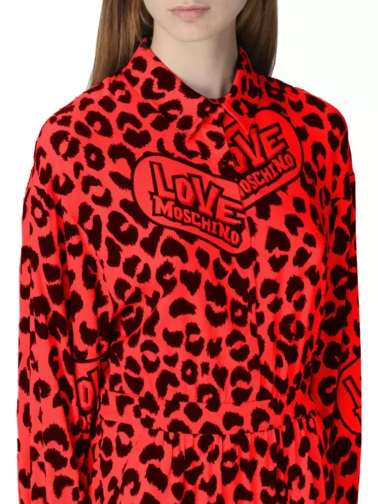 Elegant Viscose Blend Leopard Print Dress