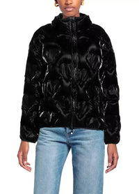 Thumbnail for Chic Heart-Adorned Black Down Jacket