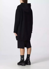 Thumbnail for Elegant Black Wool Coat with Logo Detail
