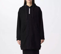 Thumbnail for Elegant Black Wool Coat with Logo Detail