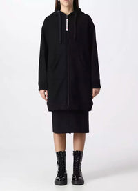 Thumbnail for Elegant Black Wool Coat with Logo Detail