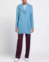 Thumbnail for Elegant Light Blue Wool Coat