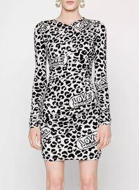 Thumbnail for Chic Red Leopard V-Neck Ruffle Dress